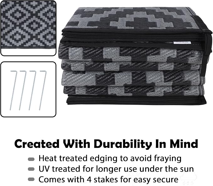 SAND MINE Waterproof Outdoor Rug 8x10 ft, Plastic Reversible Rug, Modern Area - Image 4