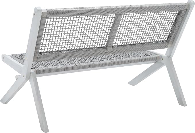 SAFAVIEH Outdoor Collection Kobina Grey Acacia Wood/Grey Rope Foldable Bench - Image 7