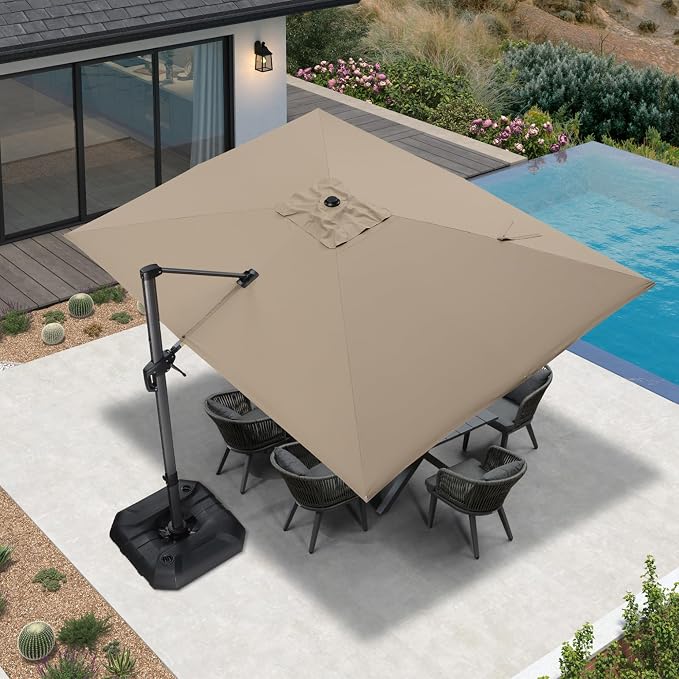 PURPLE LEAF 9' X 11.5' Patio Umbrella Outdoor Cantilever Rectangle Umbrella - Image 2