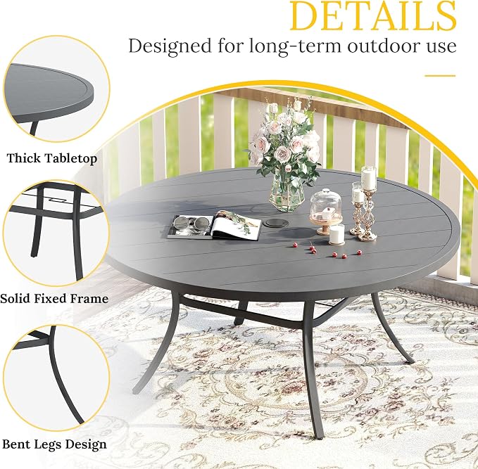 VICLLAX 60" Outdoor Round Patio Table - Image 4