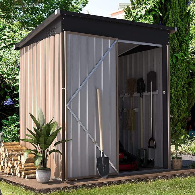 AECOJOY 5' x 3' Outdoor Storage Shed, Small Metal Shed - Image 3
