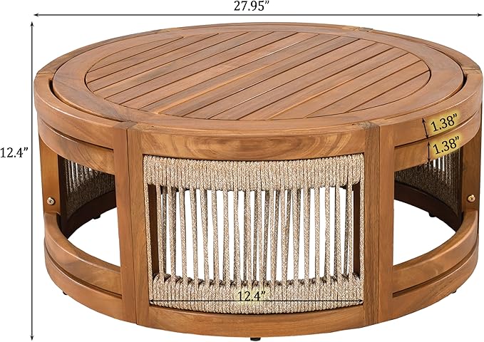 Christopher Knight Home Nesbit 4 Pieces Conversation Set, Acacia Wood Chat Set - Image 7