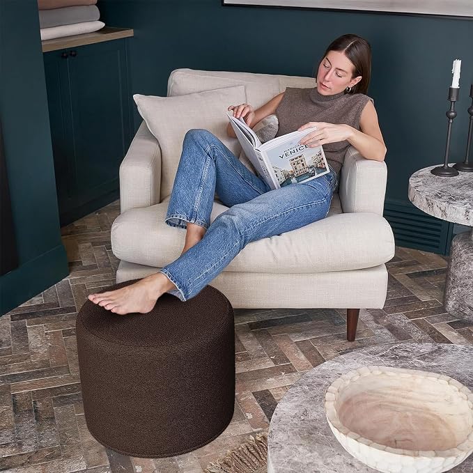 ZICOTO Beautiful Boucle Pouf Ottoman and Foot Rest - Image 7