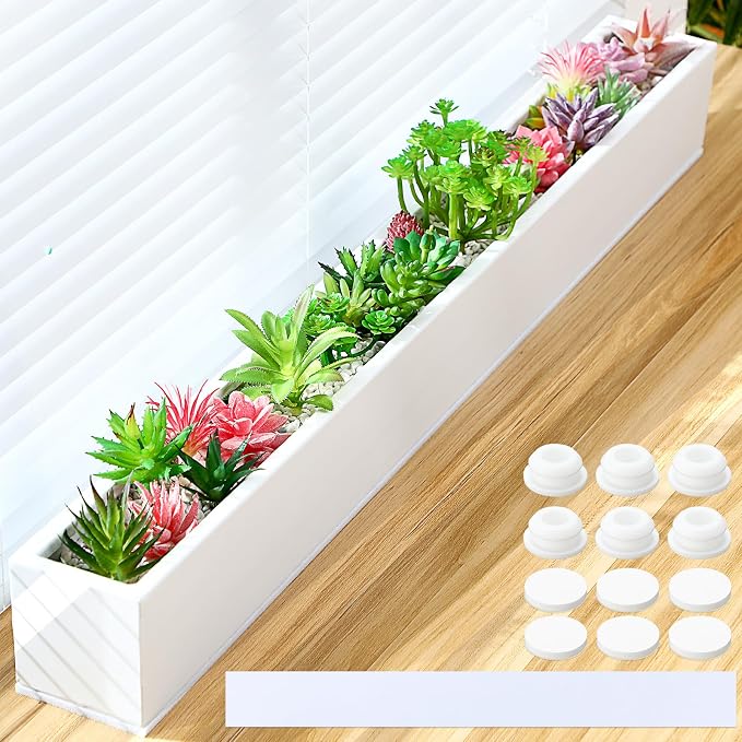 32 x 3.5 x 3.5 Inch Long Rectangular Planter Box Window Sill Plant Box Metal - Image 3