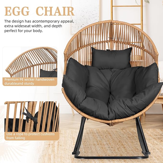Vongrasig Wicker Rocking Egg Chair PE Rattan - Image 5