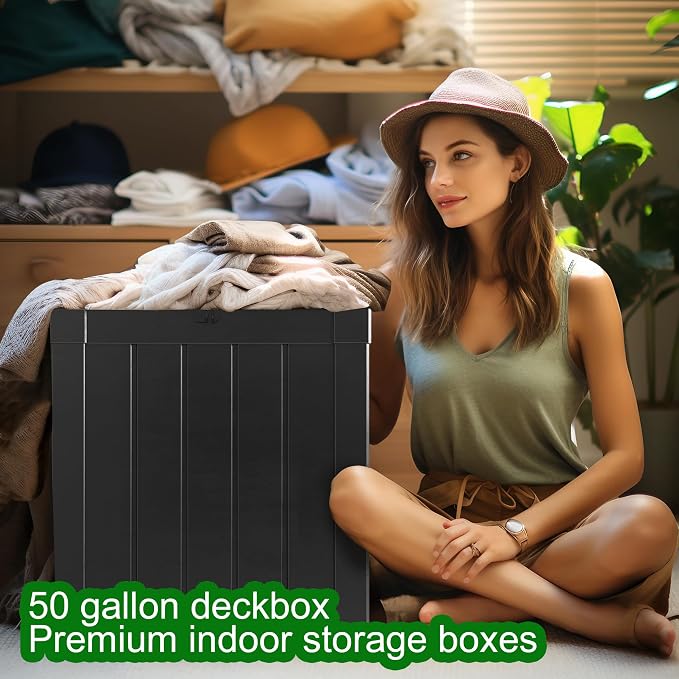 50 gallon deck box, All-weather resin material outdoorstorage box easy to - Image 7