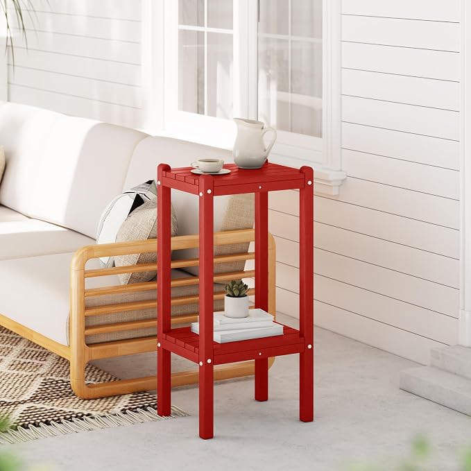 WestinTrends Malibu 36" Outdoor Adirondack HDPE 2-Tier Patio Side Table - Image 2