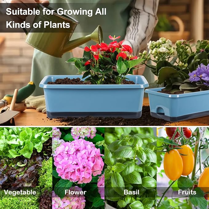 Window Box Planter 6 Pcs, 17 Inches Rectangle Flower Pots - Image 6