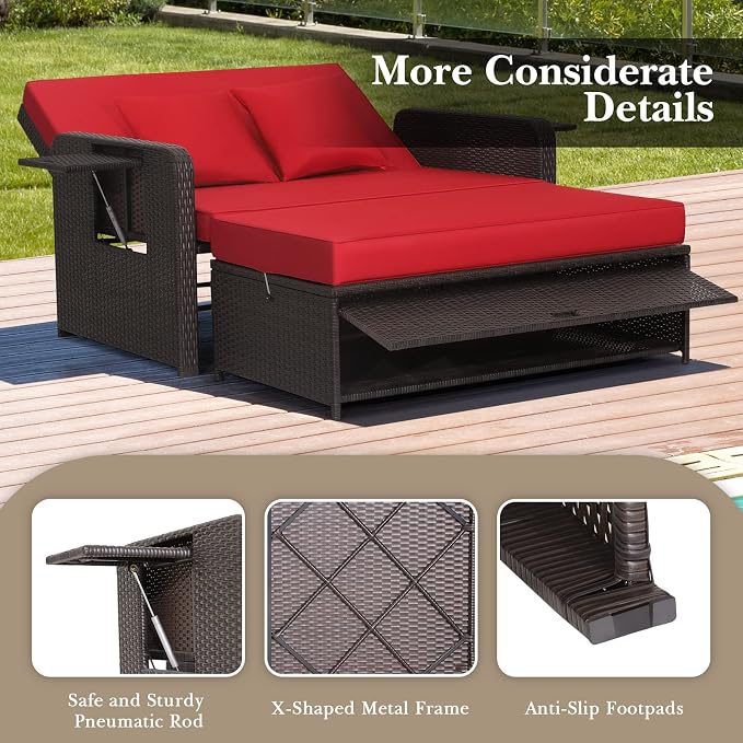 COSTWAY Patio Rattan Daybed - Image 6
