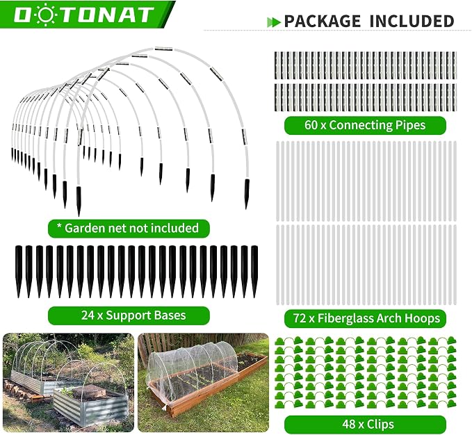 Garden Hoops for Raised Beds- Rust Free Fiberglass Frame Plant Hoops - Image 2