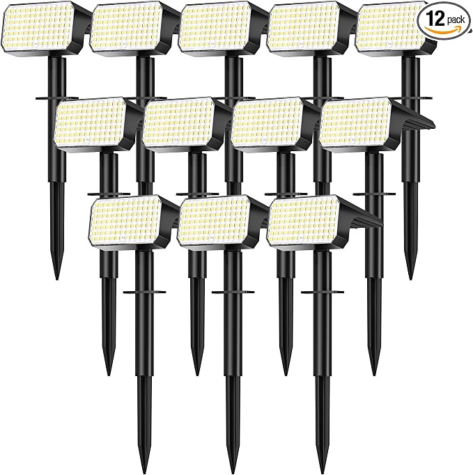 LANSOW 12 Pack Solar Spot Lights Outdoor Waterproof IP67, Solar Landscape by LANSOW