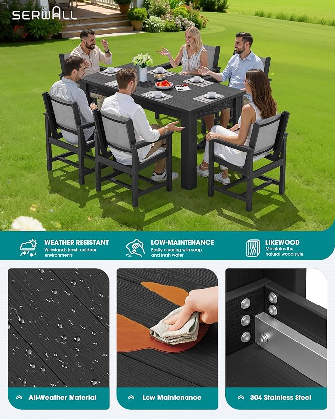 SERWALL 7 Piece Outdoor Dining Table Sets - Image 6