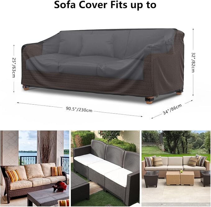 Mrrihand Heavy Duty Patio Sofa Cover Waterproof, Mrrihand 3-Seater Outdoor Sofa - Image 2