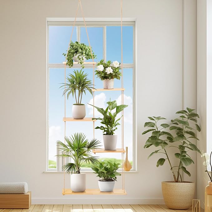 Hemp Rope Hanging Window Plant Shelf from Ceiling - Image 8