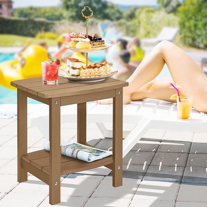 Y&M Outdoor Side Table, HIPS Adirondack Small Double Layer Table, Waterproof - Image 2