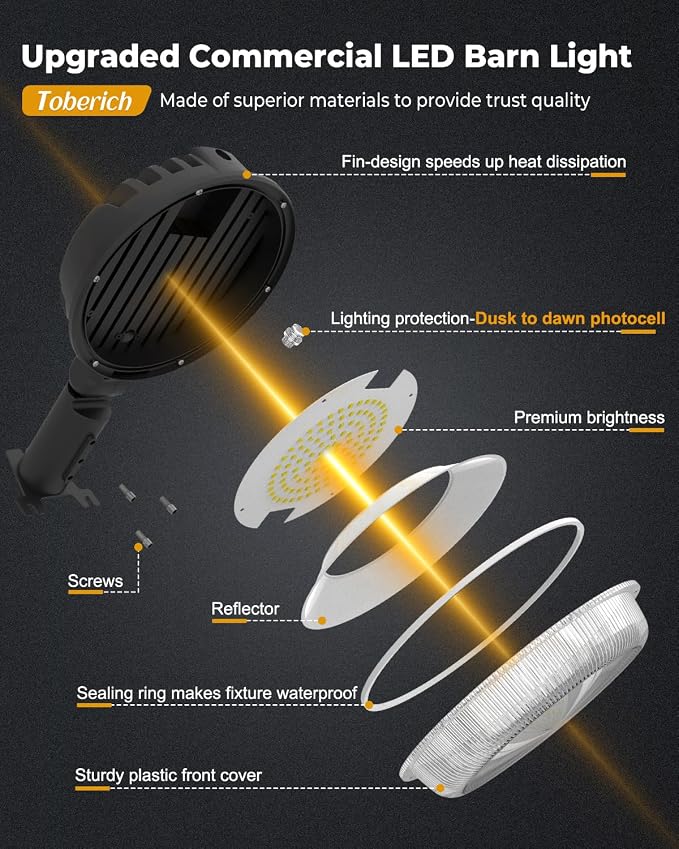 LED Barn Light 2 Packs, 150W 20000LM Yard Area Lights Dusk to Dawn Outdoor - Image 7