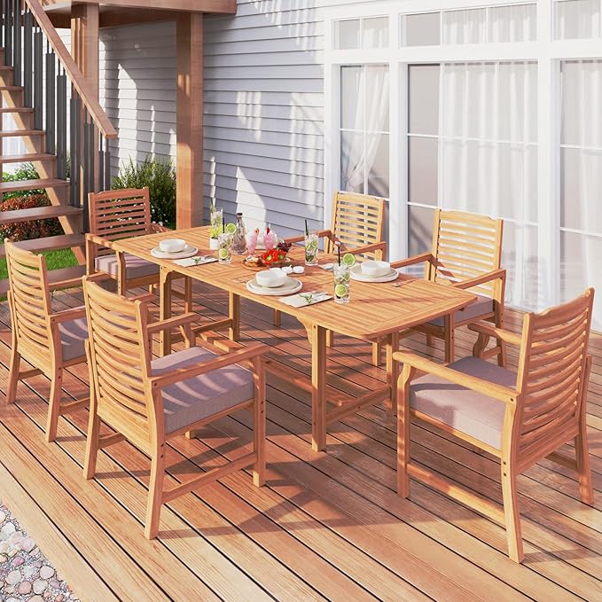 Sophia & William 2 Pieces Acacia Wood Patio Dining Chairs - Image 6