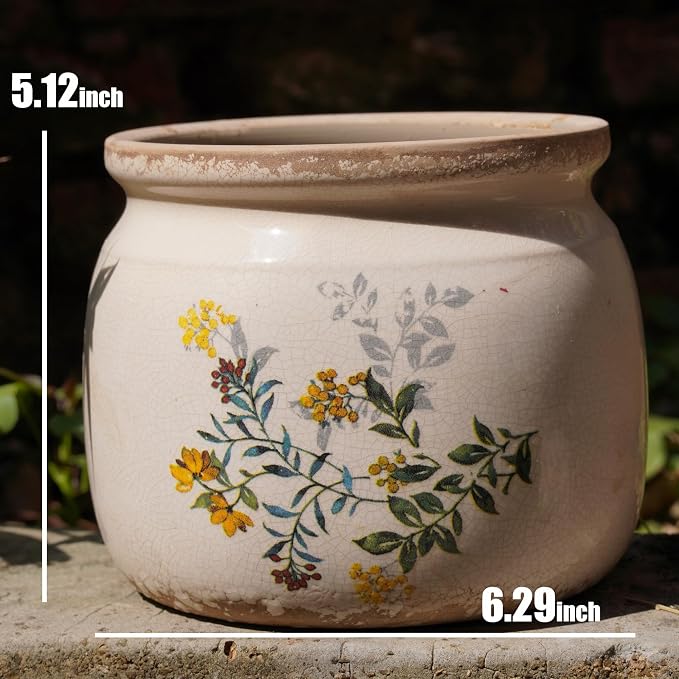 Vintage Ceramic Ice Crack Flower Pot - Image 2