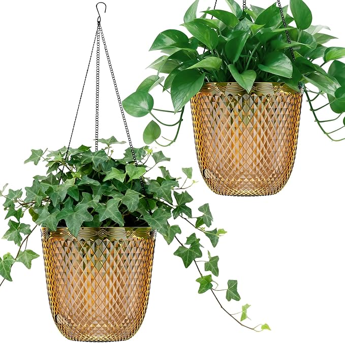 QCQHDU Self Watering Hanging Pots, 2 Pack 7.2 Inch Hanging Planters by QCQHDU
