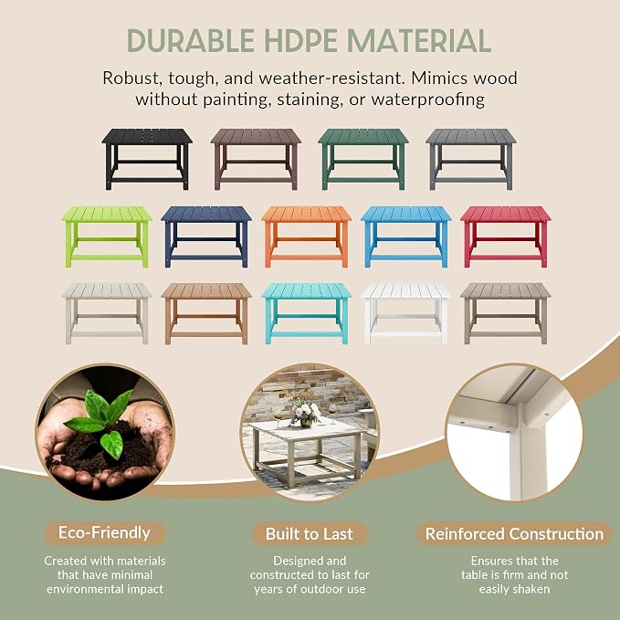 WestinTrends Malibu Low Outdoor HDPE Square Patio Coffee Table - Image 6