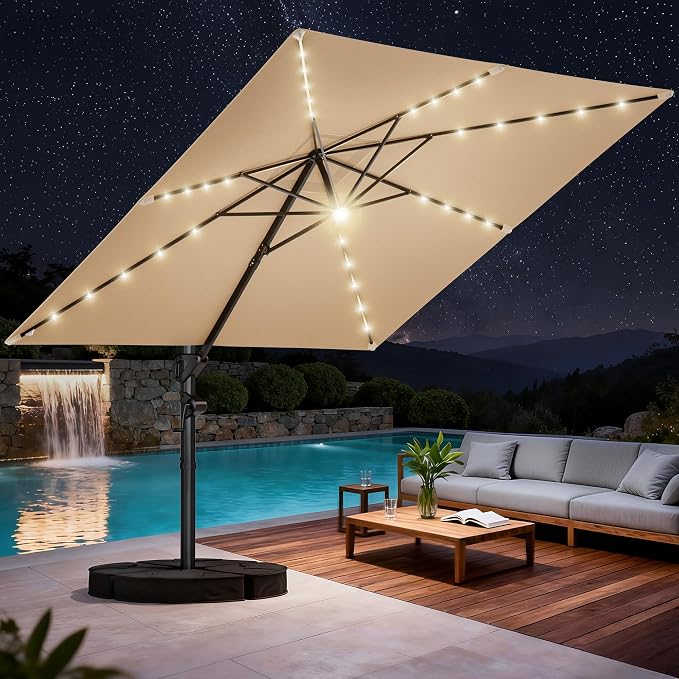 HOMSHADE 10 ft Square Cantilever Patio Umbrella by HOMSHADE