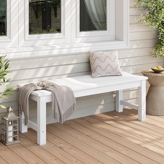 Stoog Outdoor Bench, 2-Person Patio Backless Bench, All-Weather HIPS Garden - Image 2