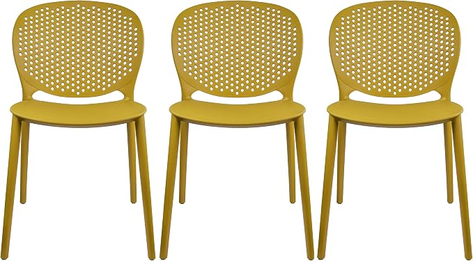 2xhome Set of 3 Patio Dining Chairs | Modern Stackable Outdoor Pool Side Chair by 2xhome
