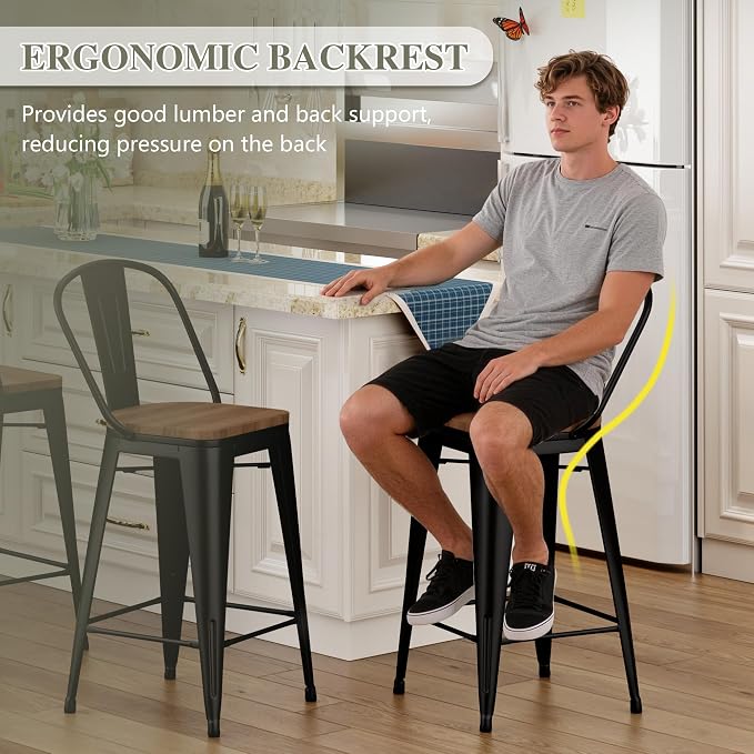 Yongqiang Barstools Set of 4 Counter Height Bar Stools - Image 3