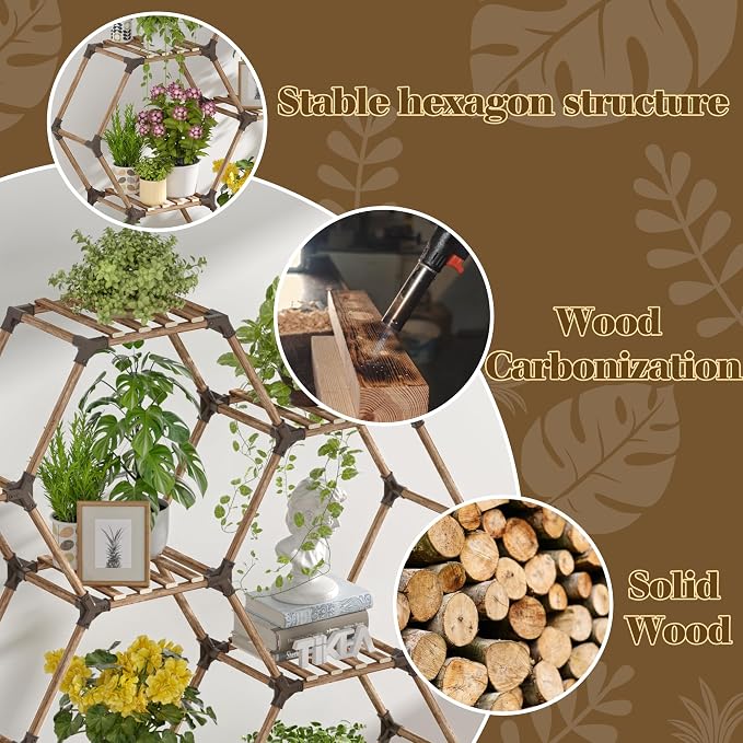 Tikea Hexagonal Plant Stand Indoor Plant Stand - Image 6