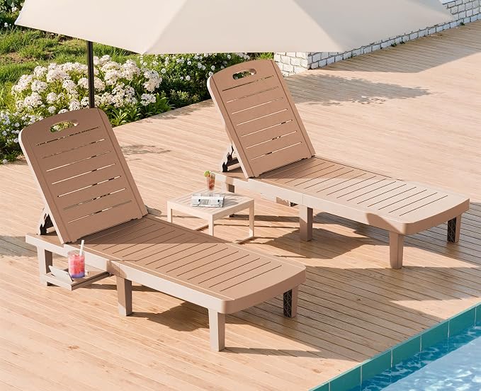 WACASA Outdoor Chaise Lounge Chairs Set of 2, Oversized Lounge Chairs by WACASA