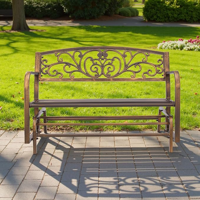 VEVOR Outdoor Bench, 50 inch, Carbon Steel Metal Frame - Image 2