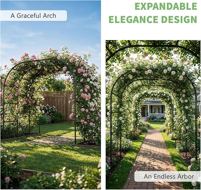 DoCred Garden Arch Trellis for Climbing Plants, 88 Inch Large Garden Trellises - Image 4