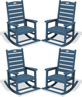 SERWALL Outdoor Rocking Chair Set of 4, Oversized HDPE Patio Rocking Chair by SERWALL