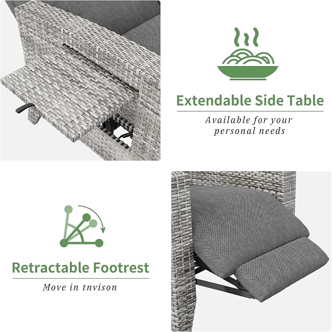 IDEALHOUSE Wicker Outdoor Recliner Reclining Patio Chairs - Image 7