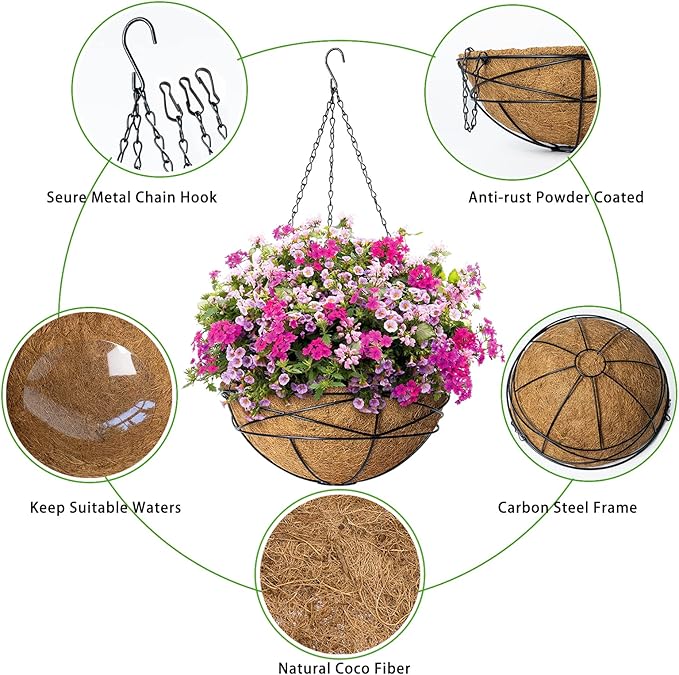 4 Pack 12 Inch Hanging Planters - Image 3