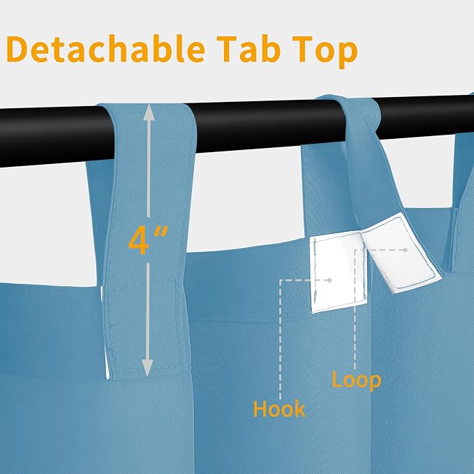 Easy-Going Outdoor Patio Curtains Detachable Tab Top Windproof Weatherproof - Image 2