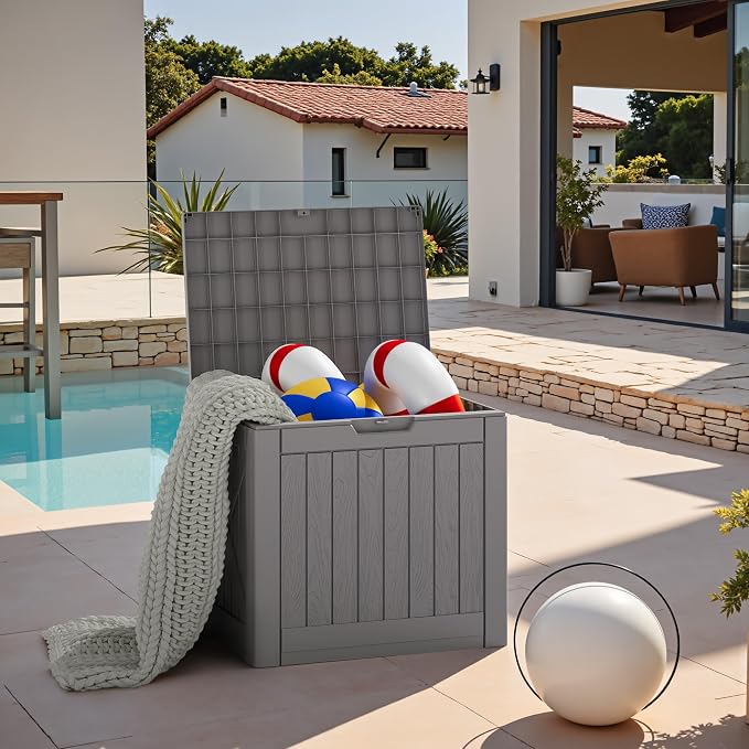 JUMMICO 42 Gallon Deck Box Waterproof, Resin Outdoor Storage Box - Image 7