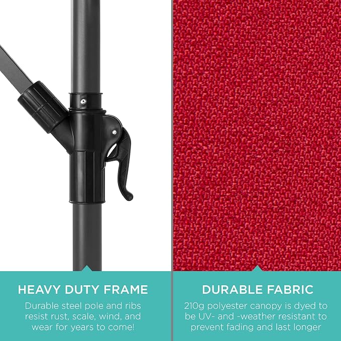 Best Choice Products 10ft Offset Hanging Market Patio Umbrella w/Easy Tilt - Image 6
