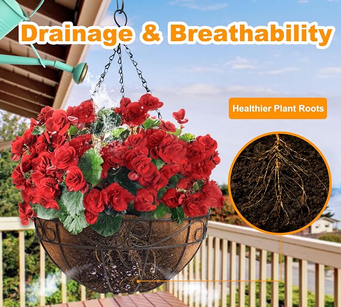 Y&M Pack of 2 12" Pre-Formed Round Coco Fiber Hanging Basket Liner, Coco - Image 5
