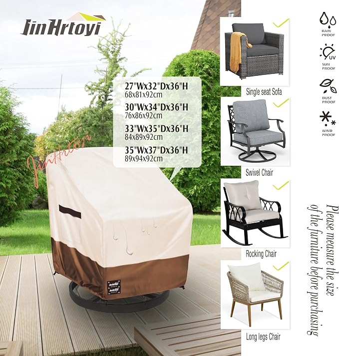 JinHrtoyi Outdoor Chair Covers 2 Pack, 33Wx35Dx36H inches Patio Chair Cover - Image 3