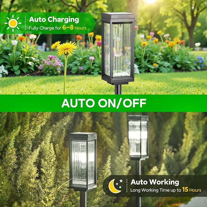 Solar Pathway Lights Outdoor, 8 Pack Upgraded Solar Lights Outdoor Waterproof - Image 5
