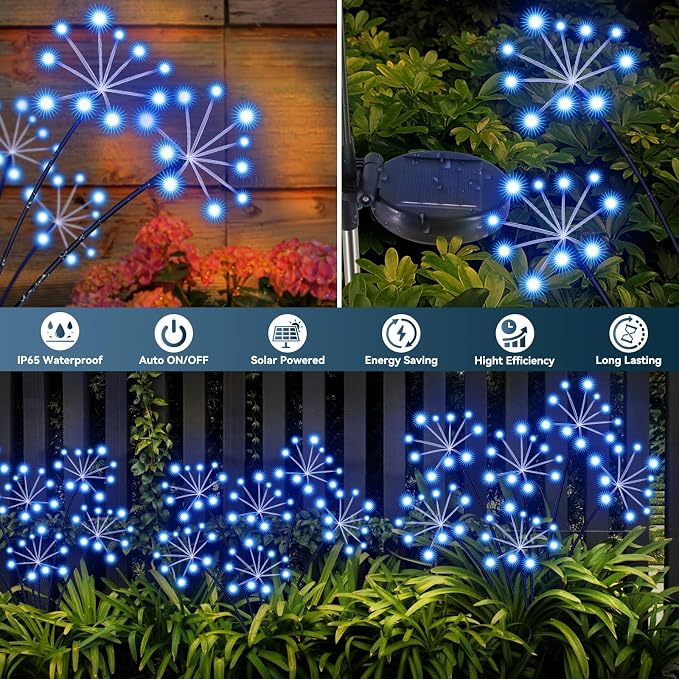 Solar Garden Lights 2 Pack Waterproof Swaying Starburst Light Solar Outdoor - Image 5