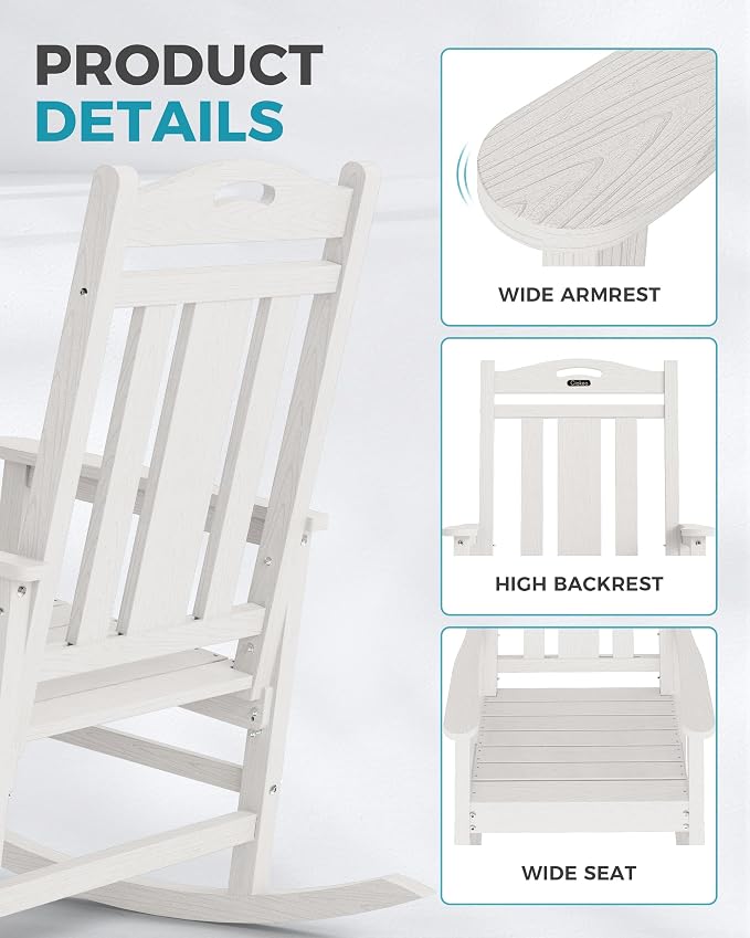 Ciokea Oversized Outdoor Rocking Chairs Set of 4, 380lbs Heavy-Duty Large Patio - Image 6