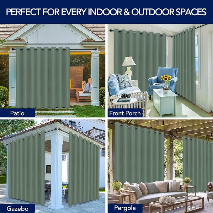 PureFit Outdoor Curtains for Patio Waterproof Weatherproof, UV Resistant - Image 5