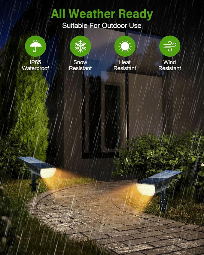 Solar Spot Lights Outdoor, Solar Lights Outdoor Waterproof IP65, 3 Brightness - Image 5