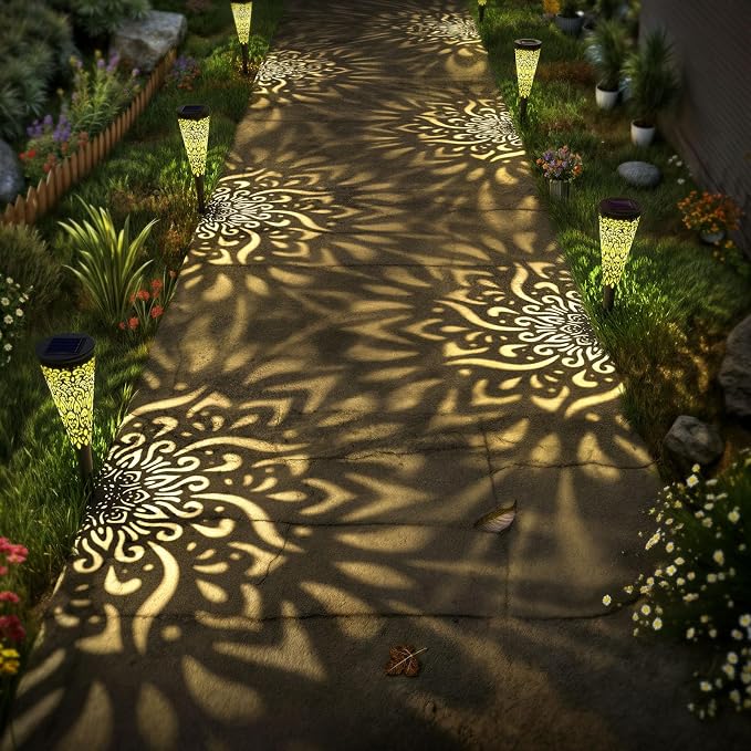 6 Pack Solar Lights Outdoor Garden Decorative Mandala Solar Garden Lights - Image 3