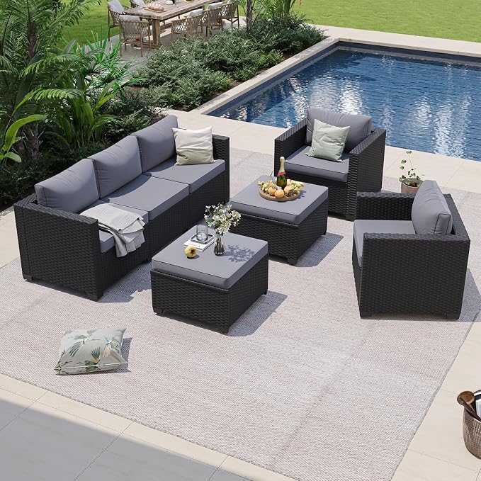 Aoxun Patio Furniture Set, 5 Piece Outdoor Sectional Sofa - Image 2