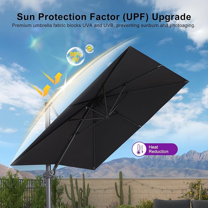 PURPLE LEAF Patio Umbrella 10' X 13' Rectangle Cantilever Umbrella Large - Image 6