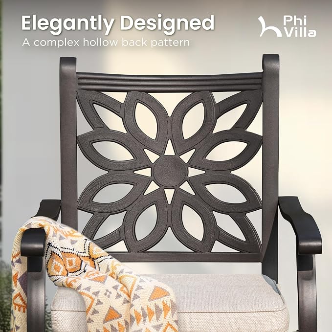 PHI VILLA 7 PCS High Bar Patio Dining Set, Cast Aluminum Outdoor Bar Set - Image 4