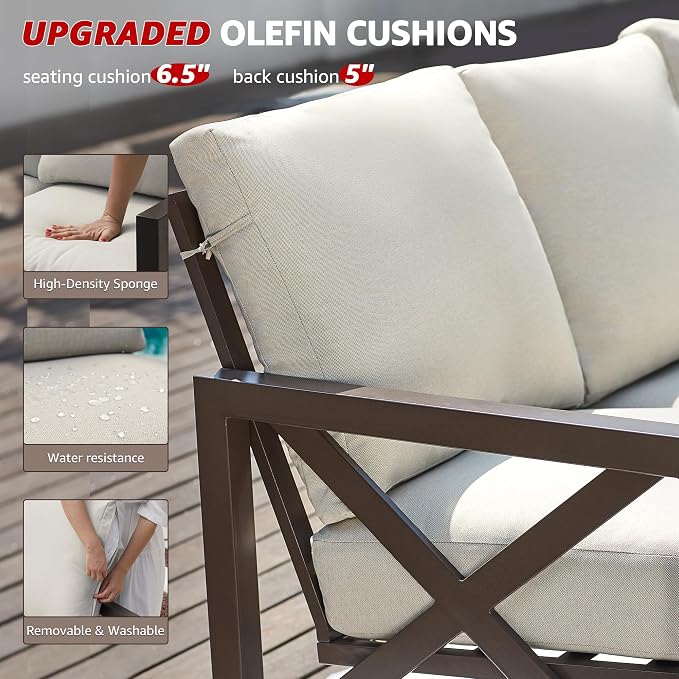 NATURAL EXPRESSIONS 6 Pieces Patio Furniture Sets, Metal Outdoor Sectional - Image 3